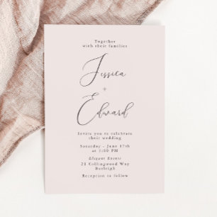 Invitation Élégant romantique Dusty Rose Mariage de script