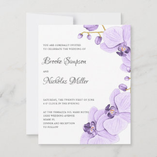 Invitation Élégant Romantique Orchidée violette Élégant Bota