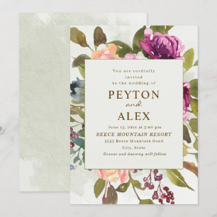 Invitation Élégant Romantique Plum Peach Sage Green Mariage