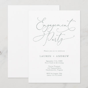 Invitation Élégant Romantique Sage Green Engagement Party