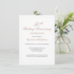 Invitation Élégant Rose 50e Anniversaire de Mariage