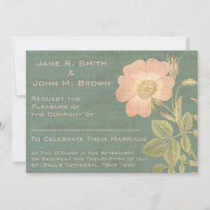 Invitation Elégant Rose antique Vintage Verdigris Patina