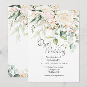 Invitation Elégant rose Aquarelle Blush Mariage Floral
