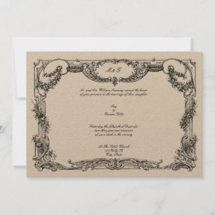 Invitation Elégant Rose baroque Rococo Mariage de frontière f