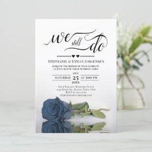 Invitation Élégant Rose Bleu Acier Nous Faisons Encore Vow Re