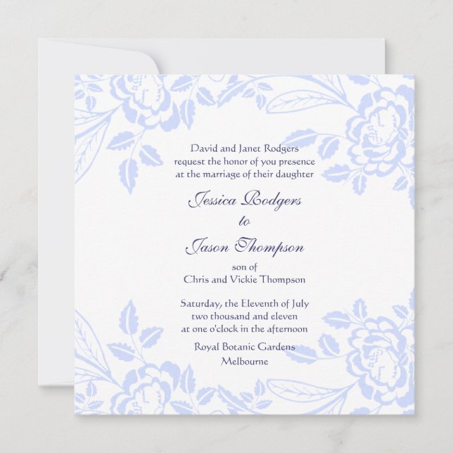 Invitation Elégant Rose bleu doux (Devant)