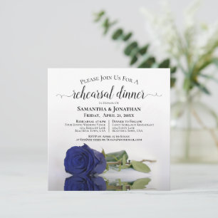 Invitation Élégant Rose bleu marine Répétition et dîner Maria