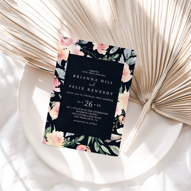 Invitation Élégant rose Blush Floral Géométrique Mariage Déco (Créateur téléchargé)