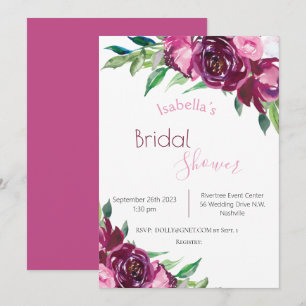 Invitation Élégant Rose Bourgogne Floral Moderne Douceur de M