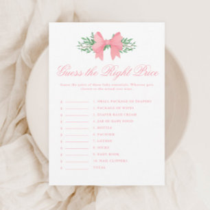 Invitation Elegant rose Bow Guess Baby shower de prix jeu