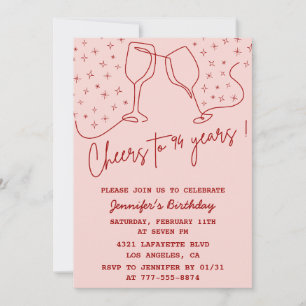 Invitation Elegant rose Champagne de félicitations 94e annive
