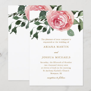 Invitation Elégant Rose d'aquarelle