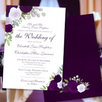 Élégant Rose d'aquarelle violet Mariage officiel