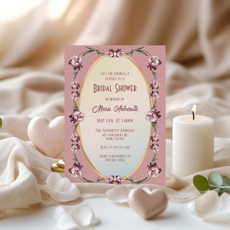 Invitation Élégant Rose de Blush Rococo Fête des mariées