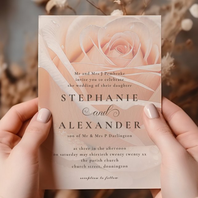 Invitation Élégant Rose de pêche Mariage officiel (Créateur téléchargé)