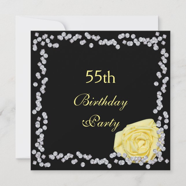 Invitation Elégant Rose & Diamants 55e anniversaire (Devant)