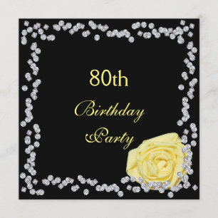 Invitation Elégant Rose & Diamants 80e anniversaire