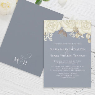 Invitation Elégant Rose d'ivoire d'aquarelle Floral Gold Foli