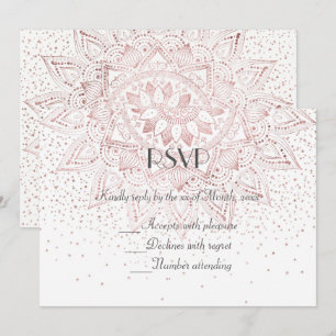 Invitation Elégant rose d'or mandala confetti mariage collect