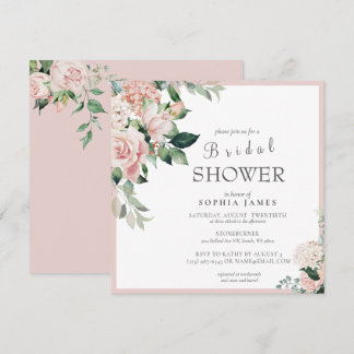 Invitation Elégant Rose Dusty Blush Peony Fête des mariées In