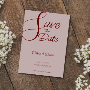 Invitation Élégant Rose Dusty Enregistrer la date