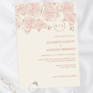 Invitation Elégant Rose Dusty Mariage de croquis d'orchidée b