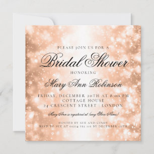 Invitation Elégant Rose Fête des mariées Gold Shimmer Lumière