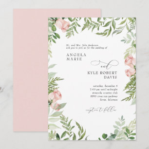 Invitation Elégant rose Floral Aquarelle Eucalyptus Parents