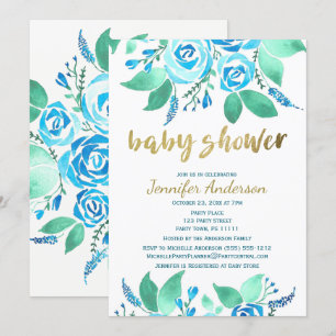 Invitation Elégant Rose Floral Baby shower aquarelle