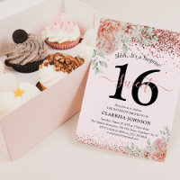 Élégant rose floral & Parties scintillant doux 16e