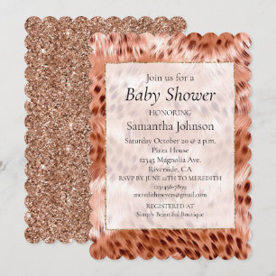 Invitation Élégant Rose Gold Blush Pink Leopard