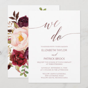 Invitation Élégant Rose Gold Calligraphie Floral Nous faisons