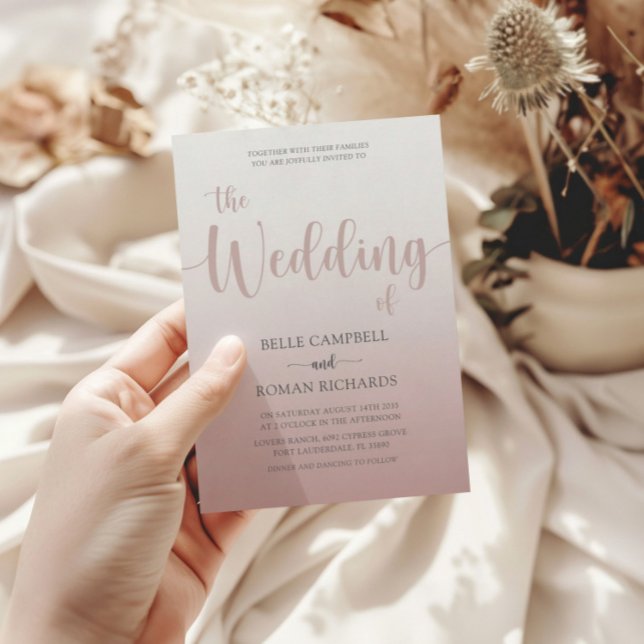 Invitation Élégant Rose Gold Calligraphie Script Mariage Inv (Créateur téléchargé)