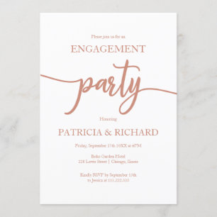 Invitation Élégant Rose Gold Calligraphy Engagement