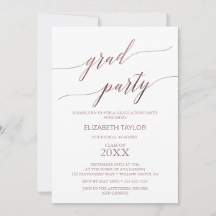 Invitation Élégant Rose Gold Calligraphy Graduation Party
