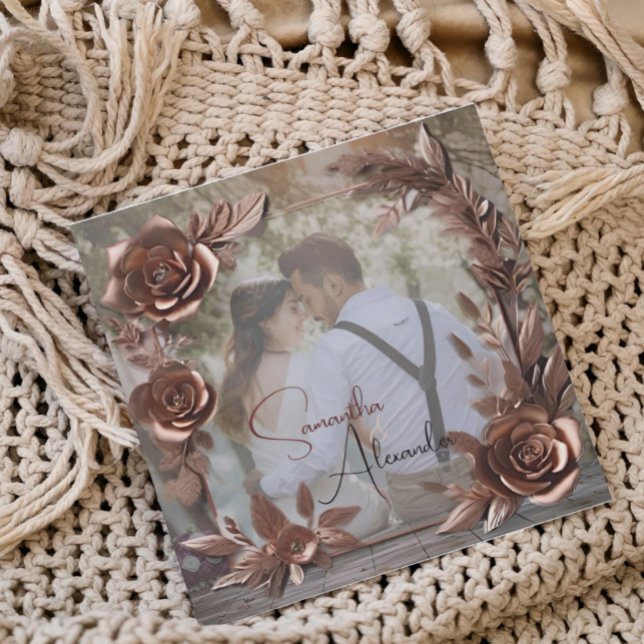 Invitation Élégant Rose Gold Custom Photo Mariage luxueux (Créateur téléchargé)