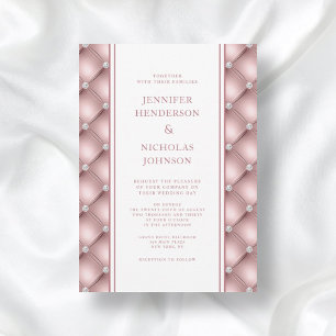 Invitation Élégant Rose Gold Diamond Mariage Tufted