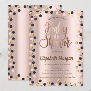 Invitation Elégant Rose Gold Dots Baby shower