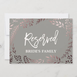 Invitation Élégant Rose Gold et Grey Mariage "Réservé" Signal