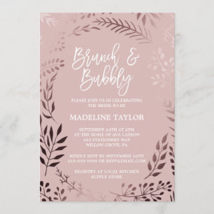 Invitation Elégant Rose Gold et rose Brunch et Bubbly