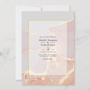 Invitation Élégant Rose Gold et Rose Clair Mariage à l'Encre 