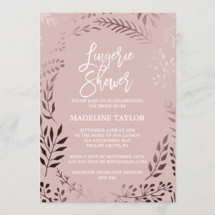 Invitation Elégant Rose Gold et rose Lingerie Douche