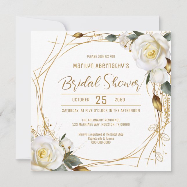 Invitation Élégant Rose Gold Floral (Devant)