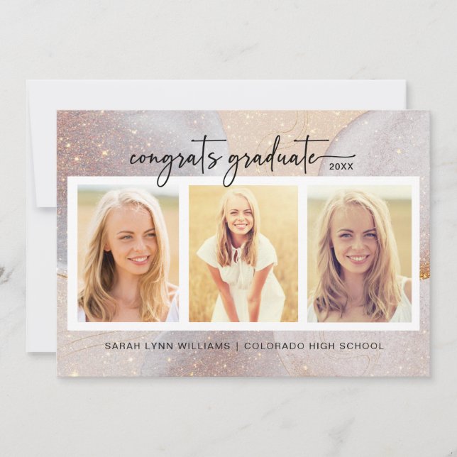 Invitation Élégant Rose Gold Graduation (Devant)