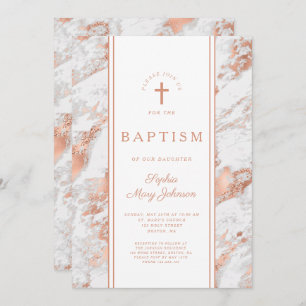 Invitation Élégant Rose Gold & Marbre blanc Virtual Mariage I