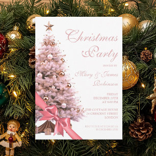 Invitation Élégant Rose Gold Noël Arbre Bow vacances