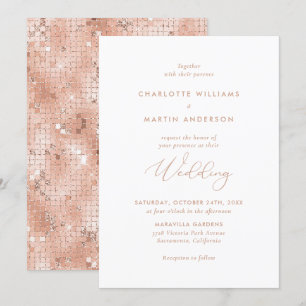 Invitation Élégant Rose  Gold Parties scintillant Mariage