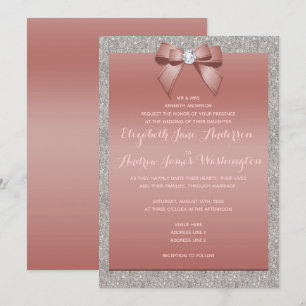 Invitation Élégant Rose Gold & Silver Parties scintillant Mar