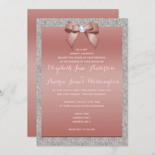 Invitation Élégant Rose Gold & Silver Parties scintillant Mar