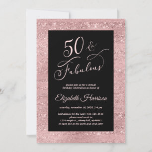 Invitation Elégant Rose Gold Virtual 50e fête d'anniversaire